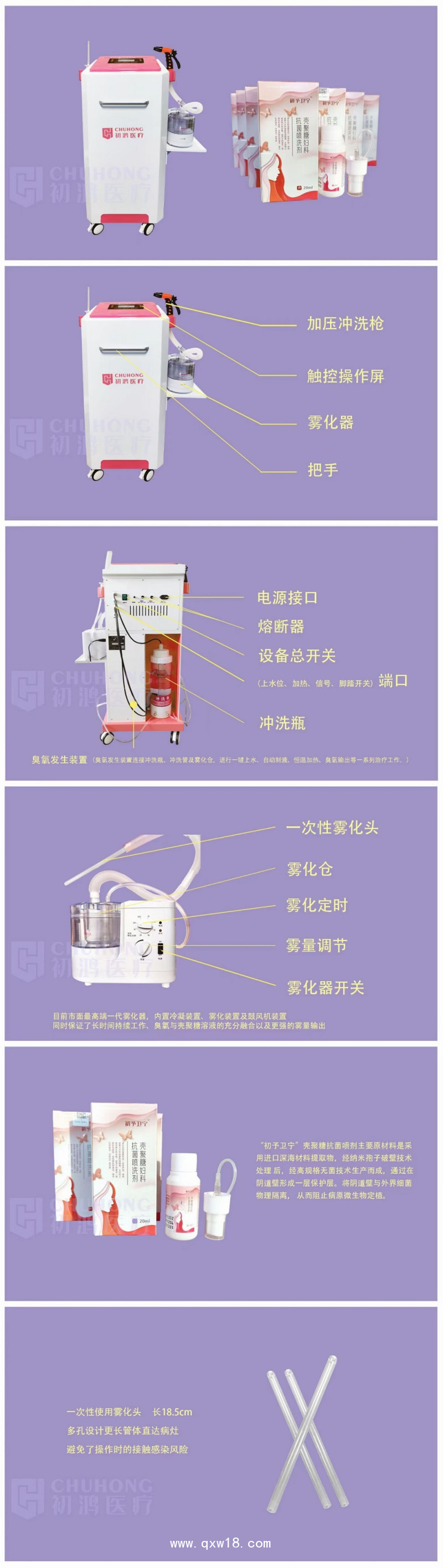 初鴻超聲波臭氧霧化婦科治療儀 臭氧婦科炎癥治療儀 陰道炎